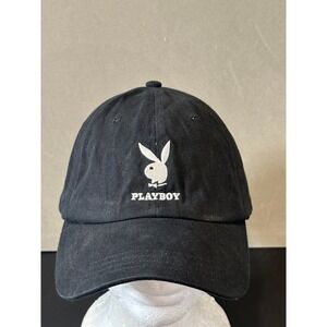 Playboy Bunny Logo Embroidered Black Cotton Dad Hat Adjustable Baseball Cap